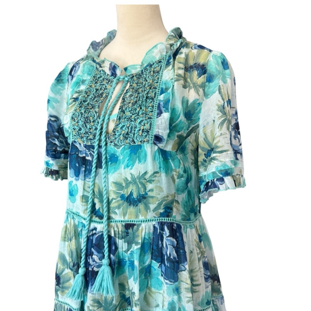 SUNDANCE Fields of‎ Beauty Floral Turquoise Boho 100% Cotton Dress XS - Picture 8 of 16
